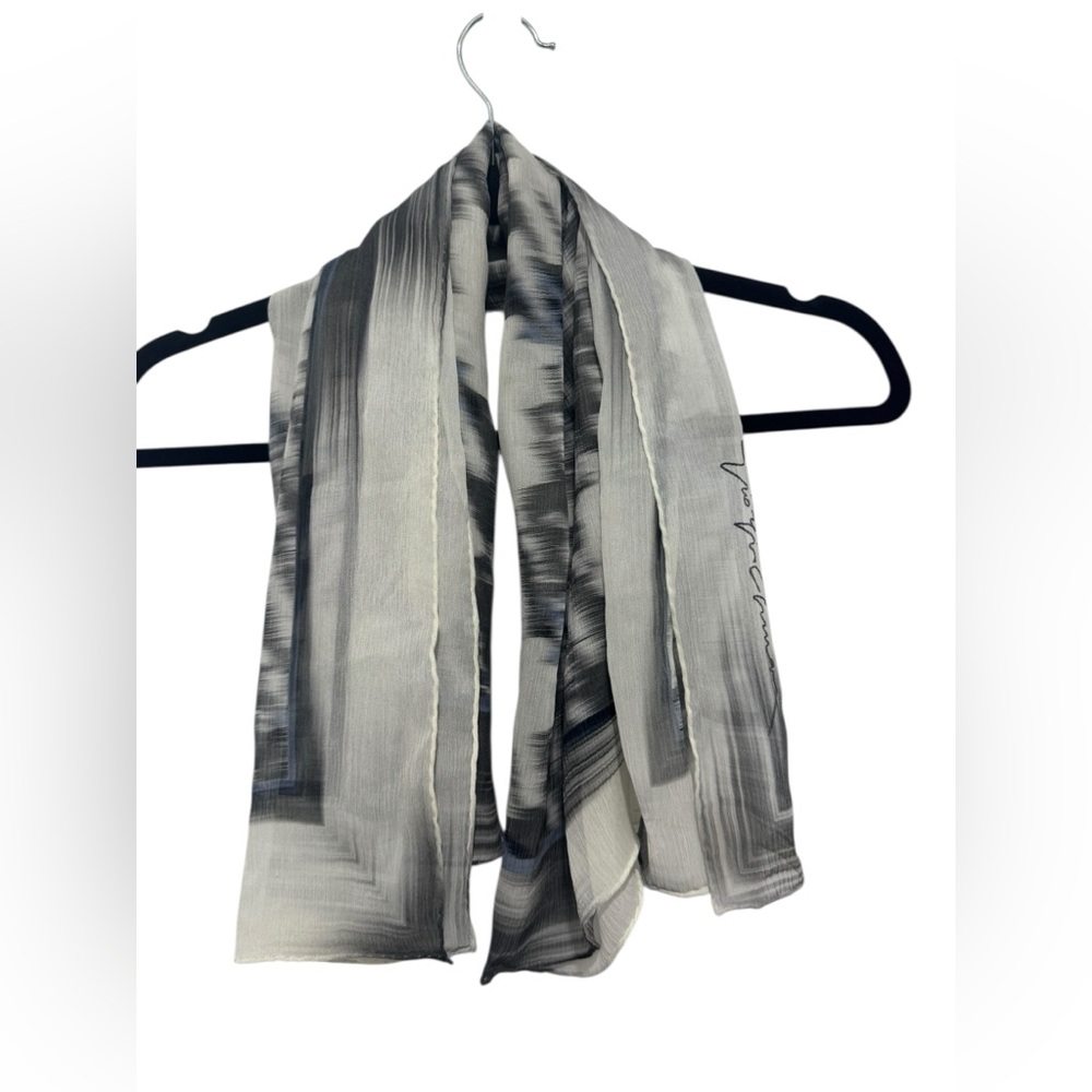 Giorgio Armani Main Line Abstract Print Silk Scarf, Gray/Black, 30 x 34